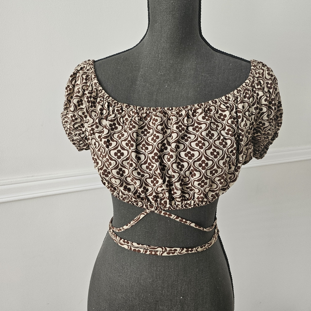 Anne Klein Brown Patterned Blouse